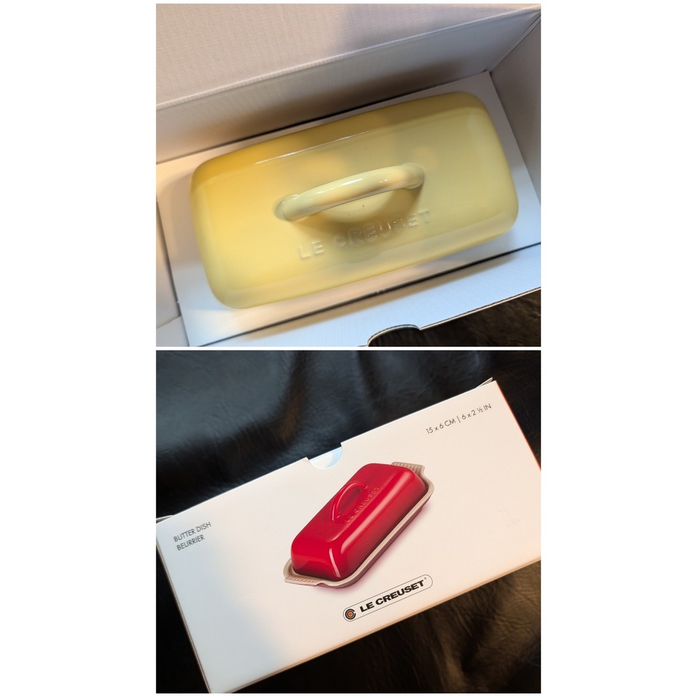 Le Creuset Heritage Stoneware Butter Dish Camomile Yellow 6x2.5in New in Box